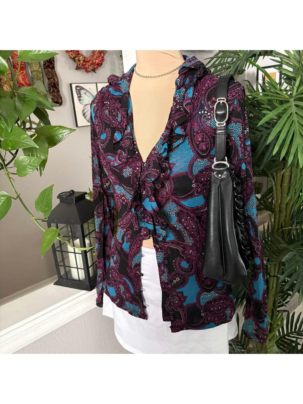 paisley y2k button up